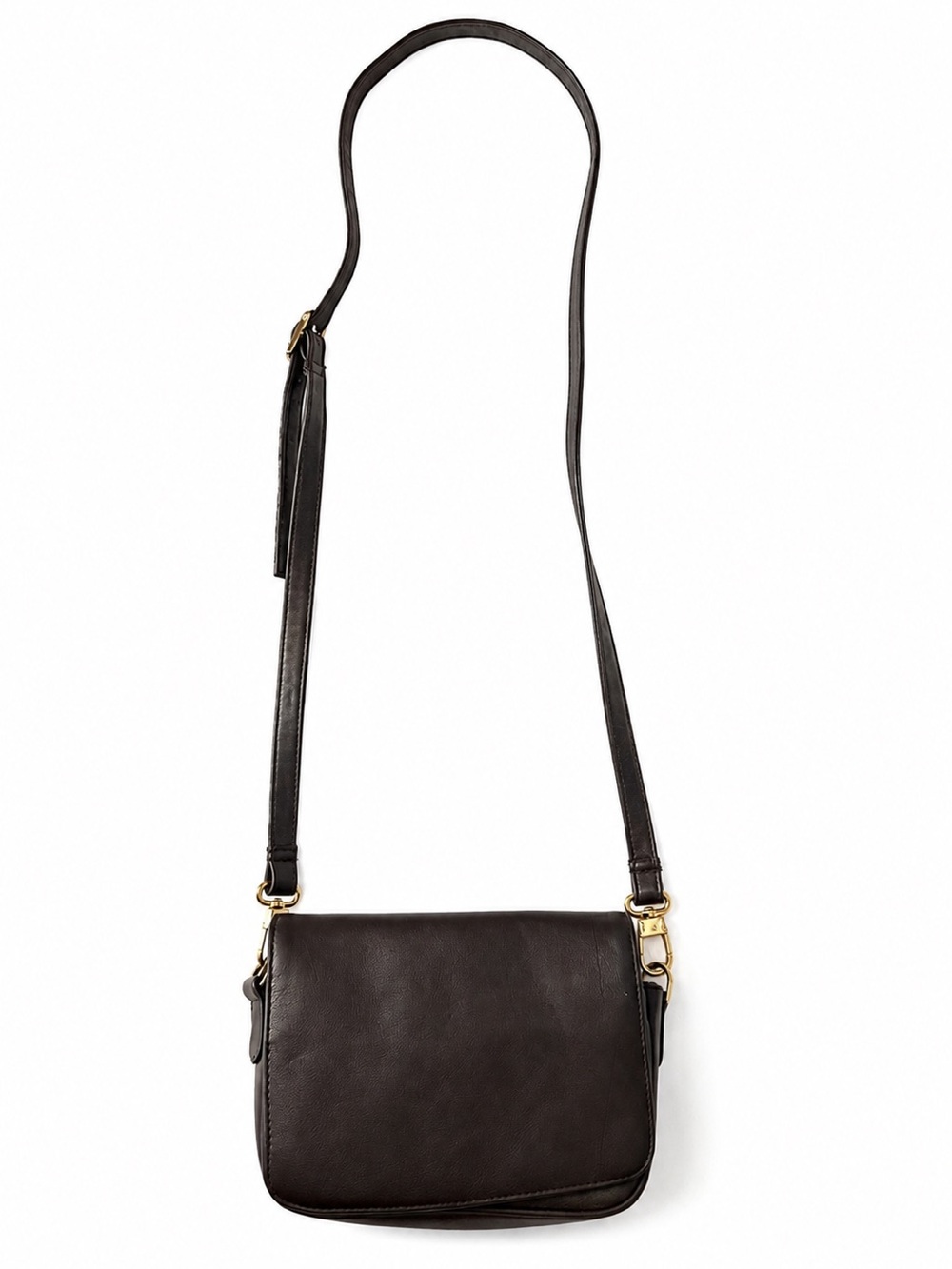 Vintage Brown leather Crossbody Bag with Gold Hardware